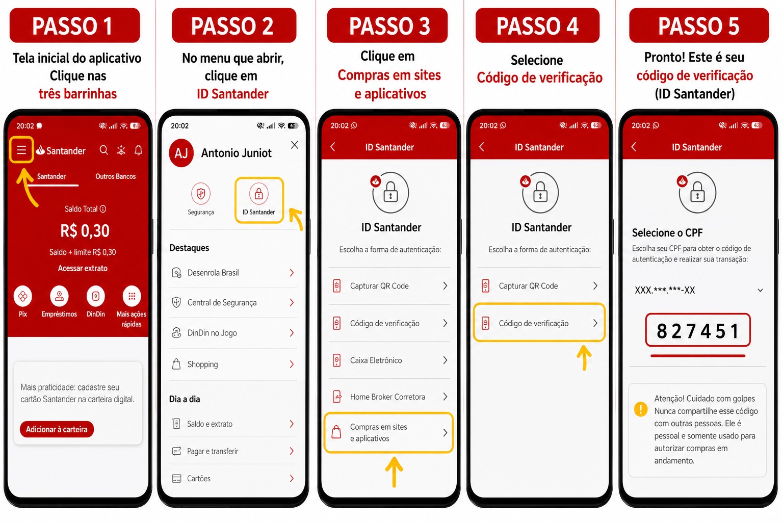 Passo a passo para autorizar no app Santander